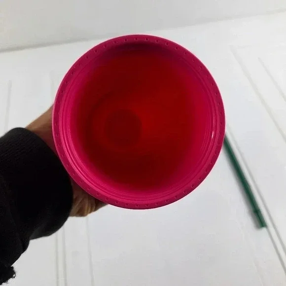 Starbucks 2014 Pink and Green top and Straw with Yellow Starbucks Letters 24 Oz. - Picture 3 of 8